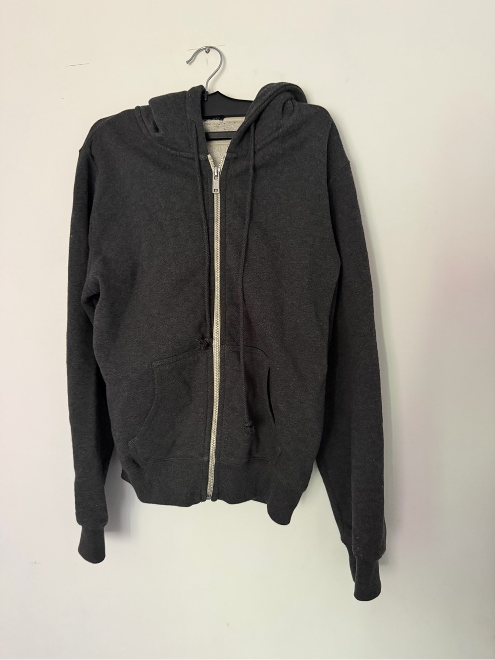 Brandy Melville Charcoal Zip-Up Hoodie Sweater
